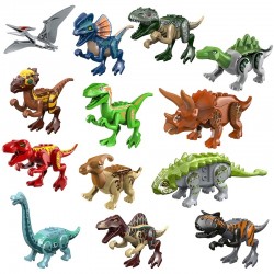 Children's Assembled Retro Simulation Dinosaur Building Blocks Small Particle Building Block Toys Family Ornaments Boys And Girls Plug-in Educational Toys