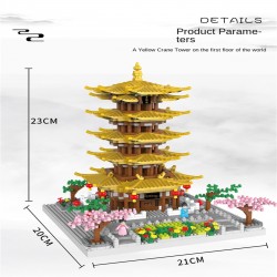 Yellow Crane Tower Micro-particle Assembly Building Blocks Antique Architectural Toys Model Toys